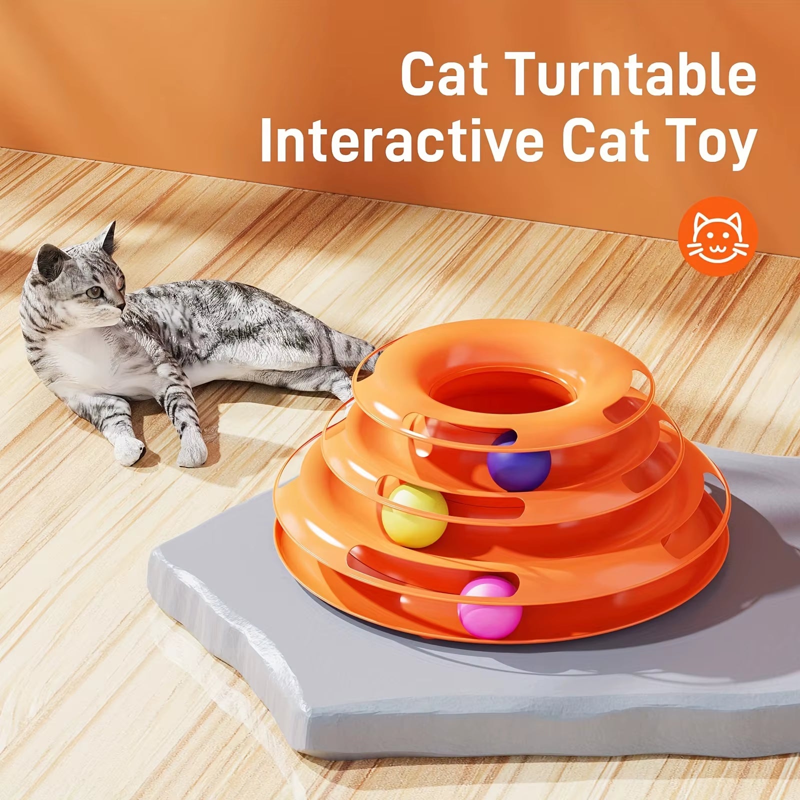 Engaging 3 Layer Interactive Cat Toy Tower with Colorful Balls - The Ultimate Mental and Physical Exerciser for Active Cats