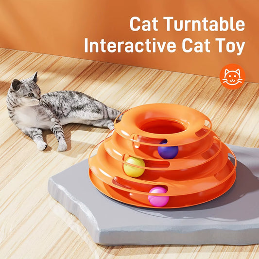 Engaging 3 Layer Interactive Cat Toy Tower with Colorful Balls - The Ultimate Mental and Physical Exerciser for Active Cats