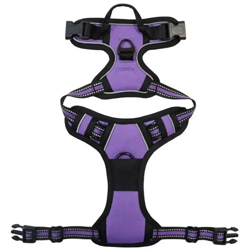 Ultimate Reflective Adjustable Vest Harness for Small to Large Dogs - Breathable Comfort & Safety for Your Pet