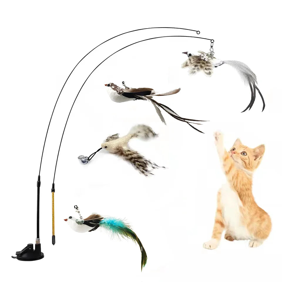 Exciting Simulation Bird Interactive Cat Stick Toy with Furry Feathers and Bell - Perfect for Engaging Playtime!