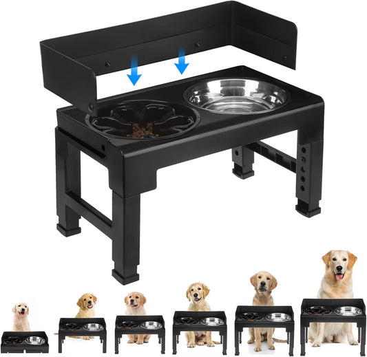 Elevate Your Dog's Dining Experience: 6-Height Adjustable Elevated Bowl Stand with 2 Durable Stainless Steel Bowls - Non-Slip, Spill-Proof Feeder for All Breeds