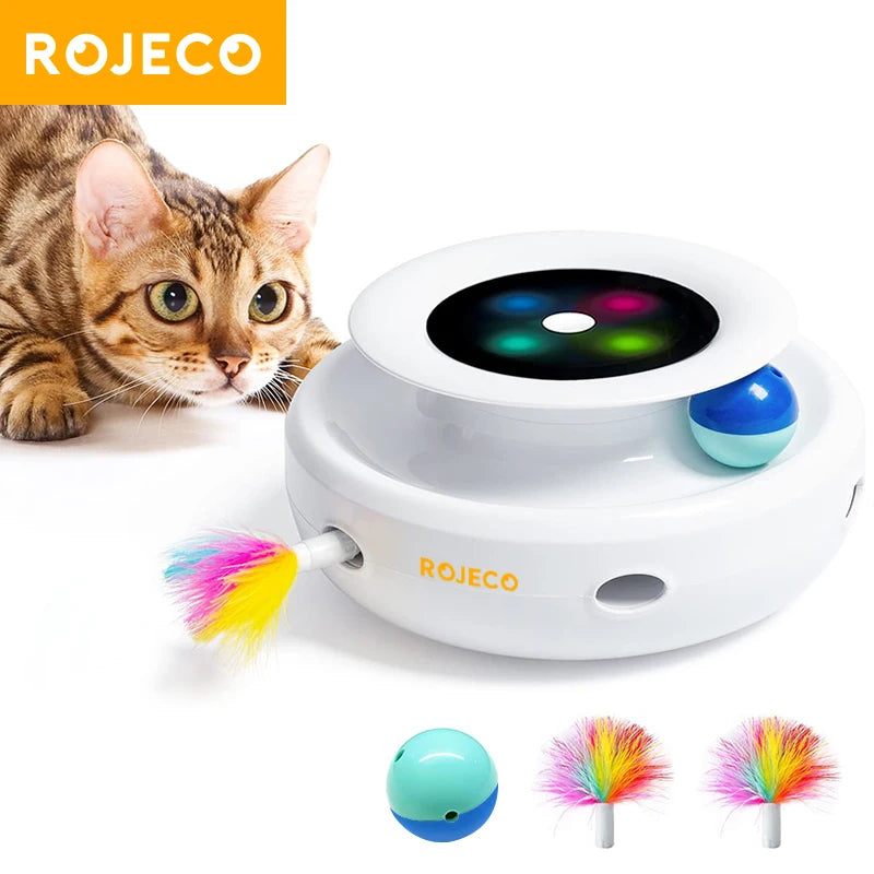 Exciting 2 in 1 Automatic Cat Teaser Toy with Feather and Fun Ball - Interactive Playtime for Your Feline Friend!