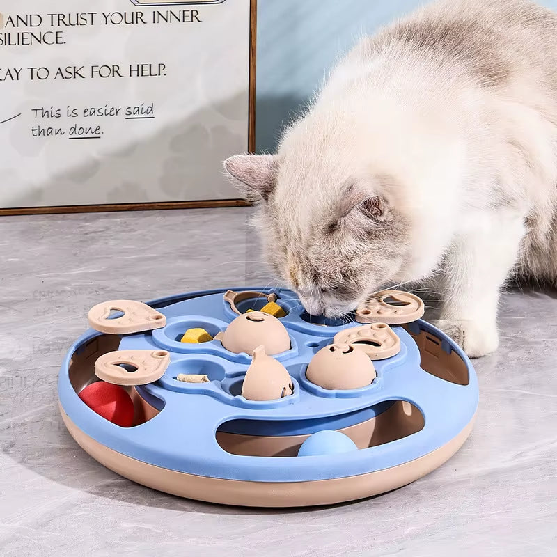 Engaging Smart Cat Puzzle Toy Interactive Turntable Feeder