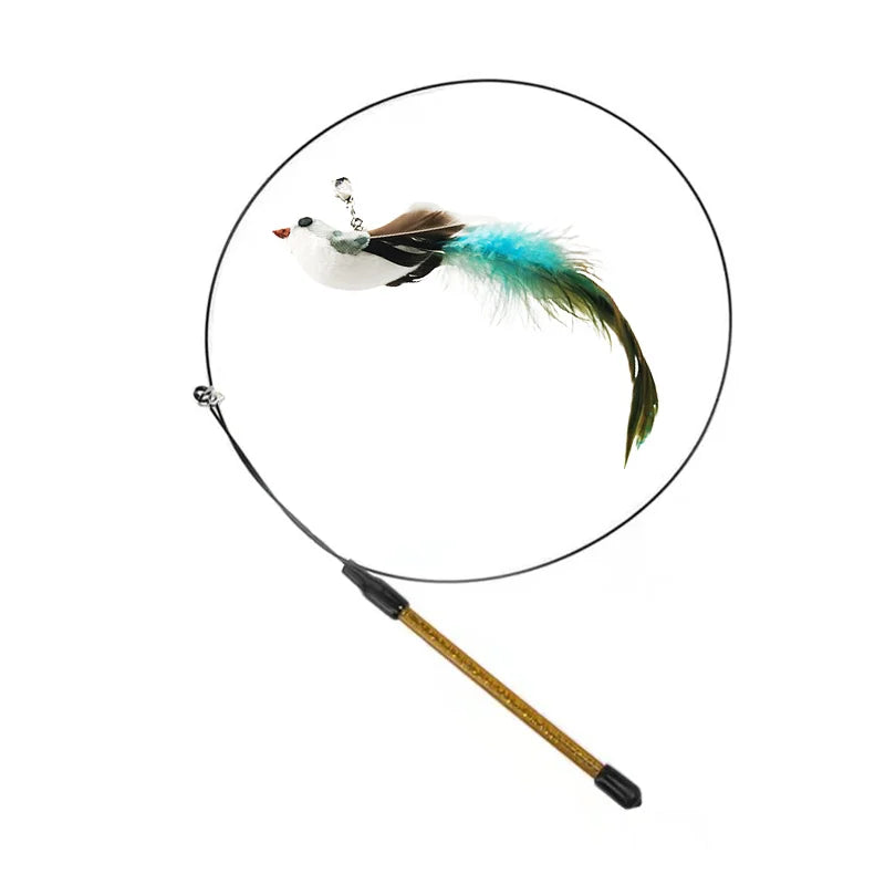 Exciting Simulation Bird Interactive Cat Stick Toy with Furry Feathers and Bell - Perfect for Engaging Playtime!