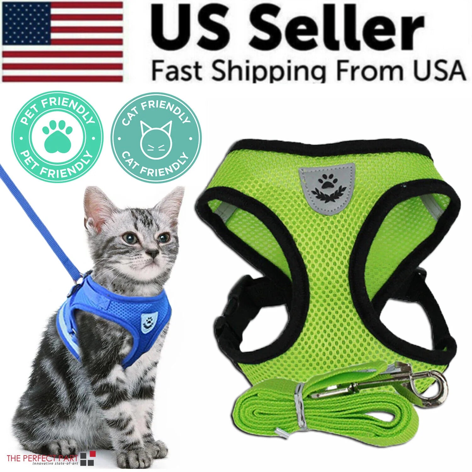 Ultimate Adjustable Reflective Pet Harness for Dogs and Cats - Escape-Proof Control Vest with Leash in S, M, L, XL