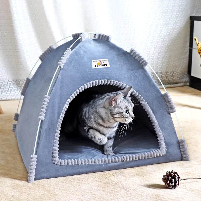 Cozy & Versatile Foldable Cat House - Perfect for All Seasons - Outdoor & Indoor Use!