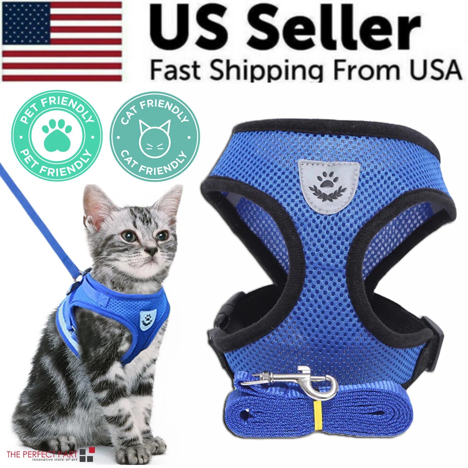 Ultimate Adjustable Reflective Pet Harness for Dogs and Cats - Escape-Proof Control Vest with Leash in S, M, L, XL