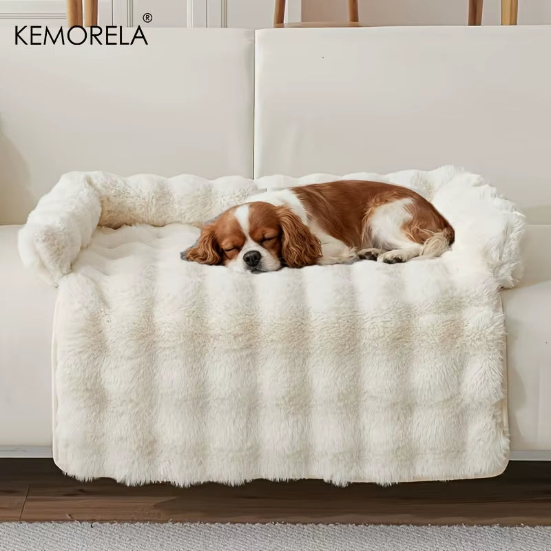 Indulge Your Pup with the Luxurious Thickened Warm Imitation Rabbit Fur Dog Bed - Plush Pet Mattress with Pillow, Scratch-Resistant and Anti-Slip for Medium Dogs