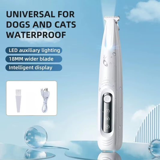 Revolutionary Type C Dog Paw Trimmer with LED Light - Waterproof and Smart Pet Hair Clippers for Effortless Grooming