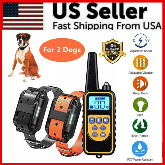 Ultimate 2600 FT Remote Dog Training Shock Collar Set - Rechargeable, Waterproof with LCD Display for 2 Dogs