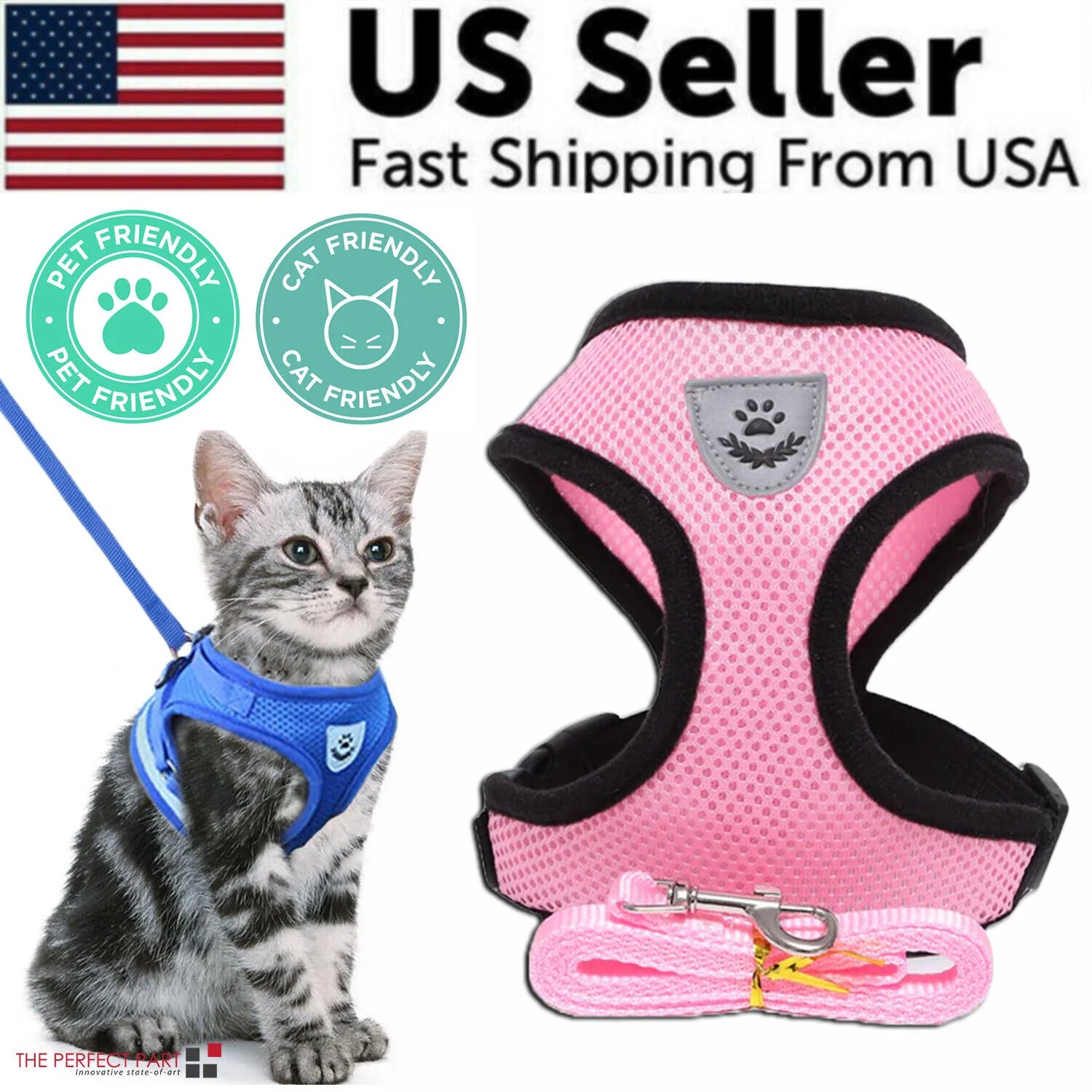 Ultimate Adjustable Reflective Pet Harness for Dogs and Cats - Escape-Proof Control Vest with Leash in S, M, L, XL