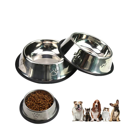 Elevate Your Pet's Dining Experience with the Paw Stainless Steel Skidproof Dog Bowl - Available in 6 Sizes!