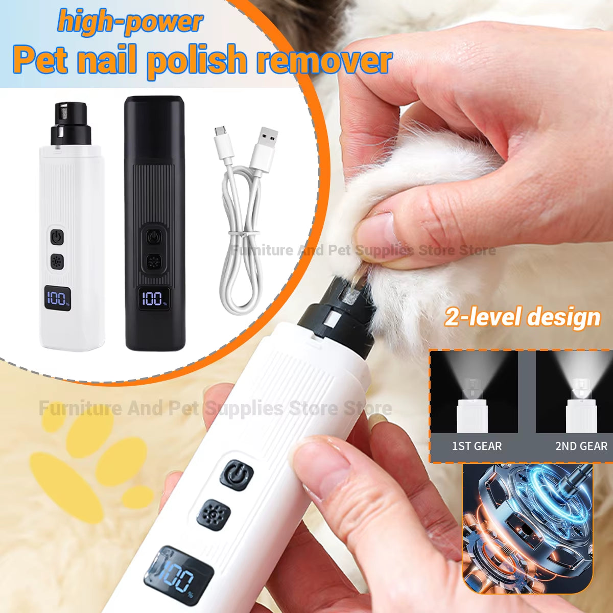 Rechargeable Electric Dog Nail Clippers with LED Light - Quiet and Efficient Nail Grooming for Dogs and Cats