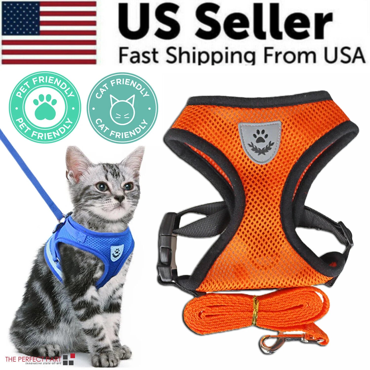 Ultimate Adjustable Reflective Pet Harness for Dogs and Cats - Escape-Proof Control Vest with Leash in S, M, L, XL