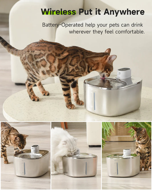 Revolutionary 4L Wireless Cat Water Fountain - Auto Sensor Drinking Dispenser for Happy, Hydrated Pets!