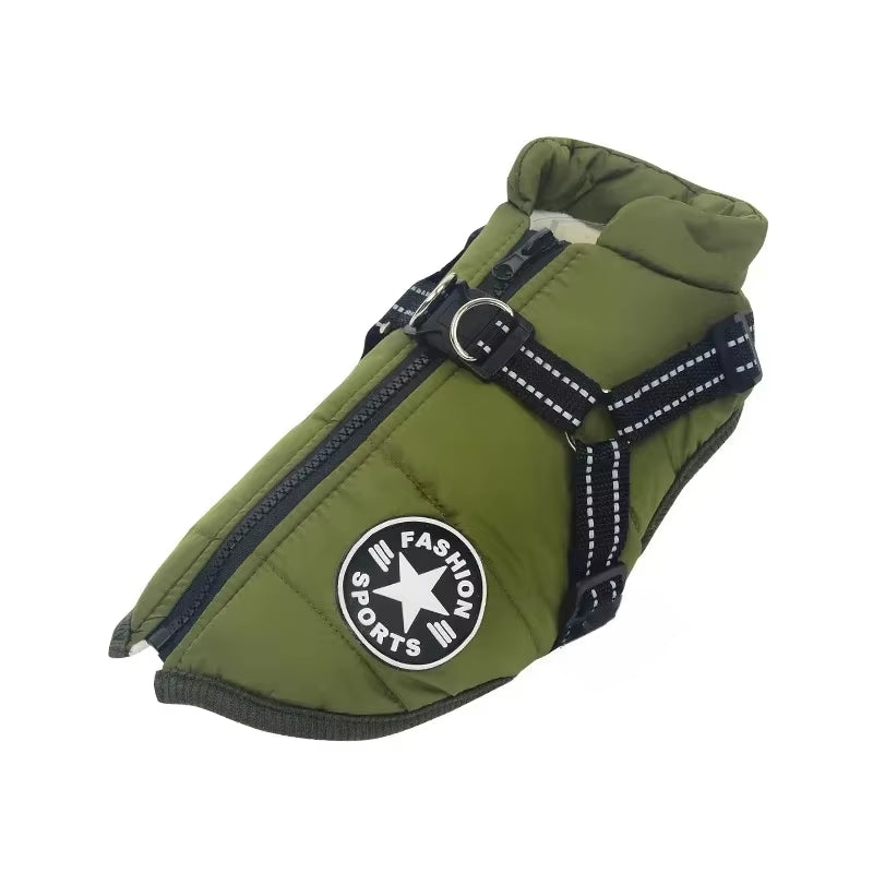 Stay Cozy and Stylish: Waterproof Winter Dog Jacket with Harness for Large Breeds like Labrador and French Bulldog