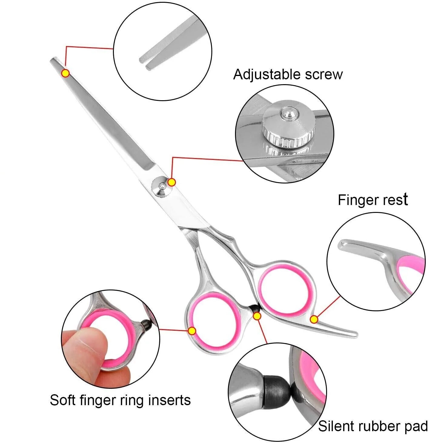 Professional Pet Dog Grooming Scissors Set - Stainless Steel Straight, Curved, and Thinning Shears with Trimmer Kits