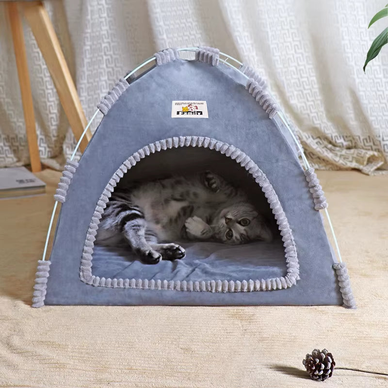 Cozy & Versatile Foldable Cat House - Perfect for All Seasons - Outdoor & Indoor Use!