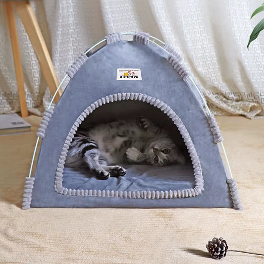 Cozy & Versatile Foldable Cat House - Perfect for All Seasons - Outdoor & Indoor Use!