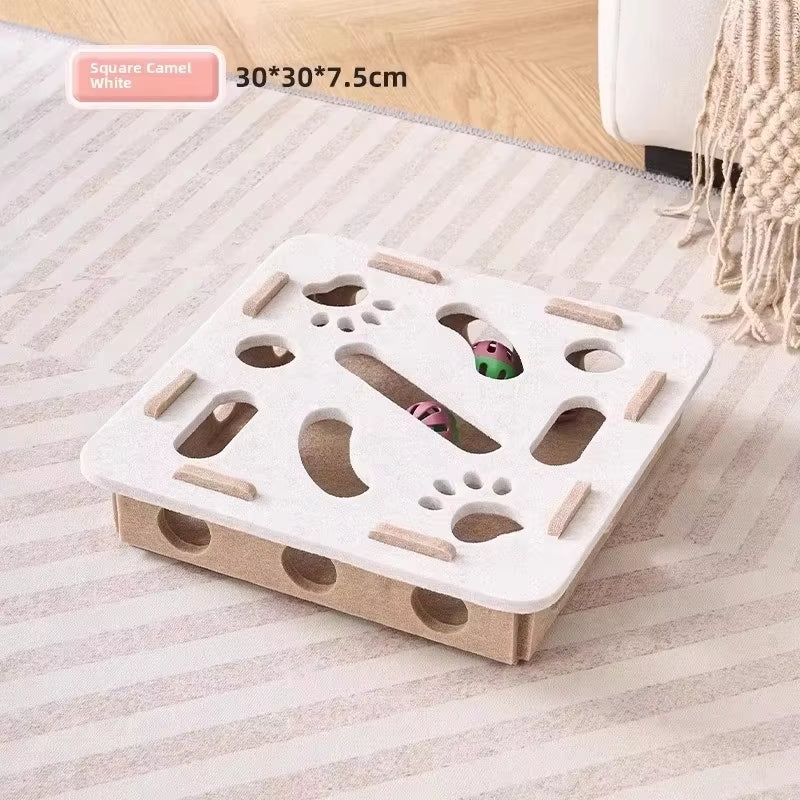 Engaging Cat Puzzle Toy - Multifunctional Felt Exercise Box for Indoor Cats with Interactive Ball