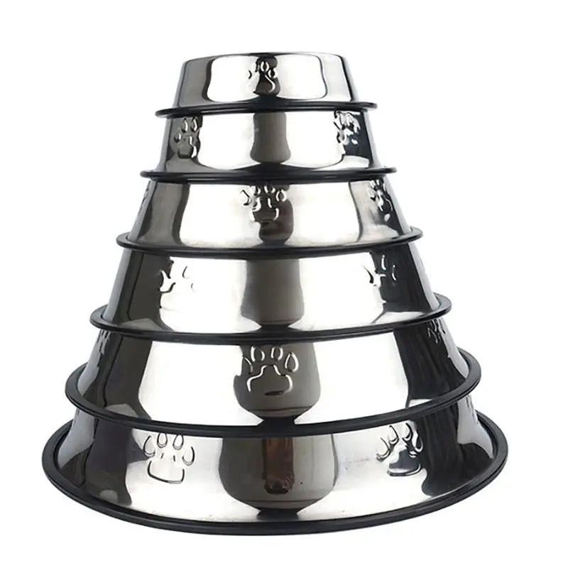 Elevate Your Pet's Dining Experience with the Paw Stainless Steel Skidproof Dog Bowl - Available in 6 Sizes!