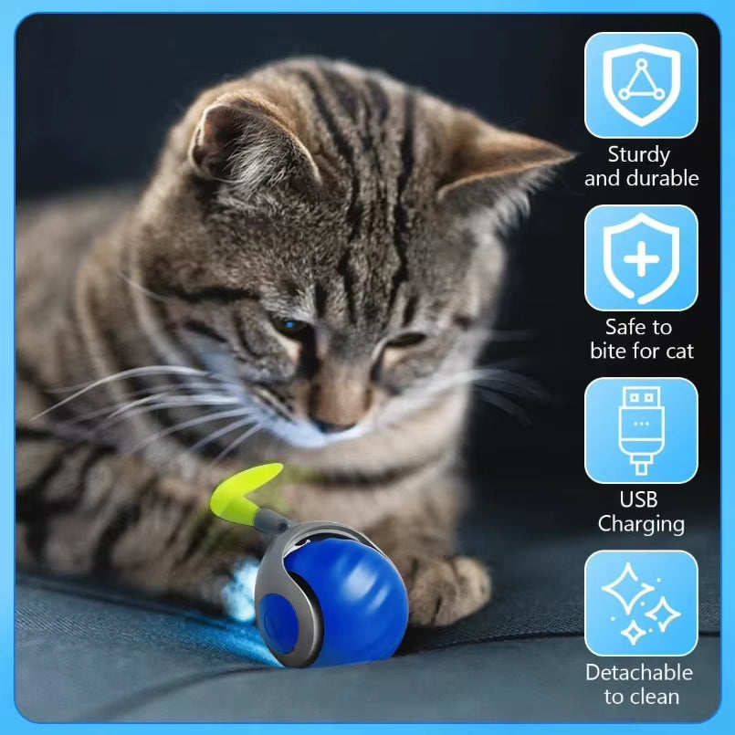 Exciting Smart Electric Cat Toy Ball with Feather Teaser - Interactive Automatic Movement for Endless Fun!