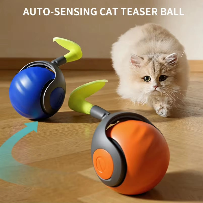 Exciting Smart Electric Cat Toy Ball with Feather Teaser - Interactive Automatic Movement for Endless Fun!